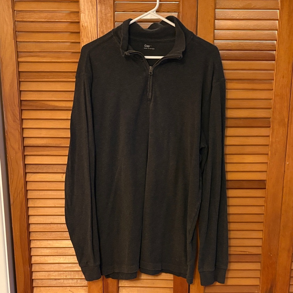 GAP Men's Dark Gray Quarter Zip-Up Sweater